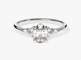 Cluster Accent Oval Cut Lab Grown Diamond Engagement Ring (1.00 CT)