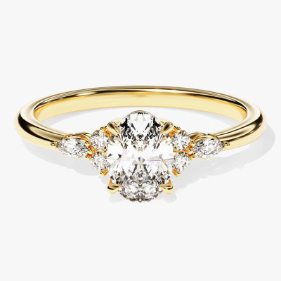 Cluster Accent Oval Cut Moissanite Engagement Ring (1.00 CT)