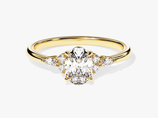 Cluster Accent Oval Cut Diamond Engagement Ring (1.00 CT)