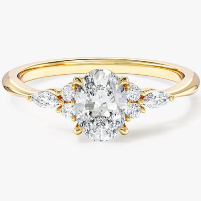 Verlobungsring mit ovalem Moissanit-Cluster (1,00 ct)