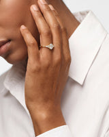 Cluster Accent Oval Cut Lab Grown Diamond Engagement Ring (1.00 CT)