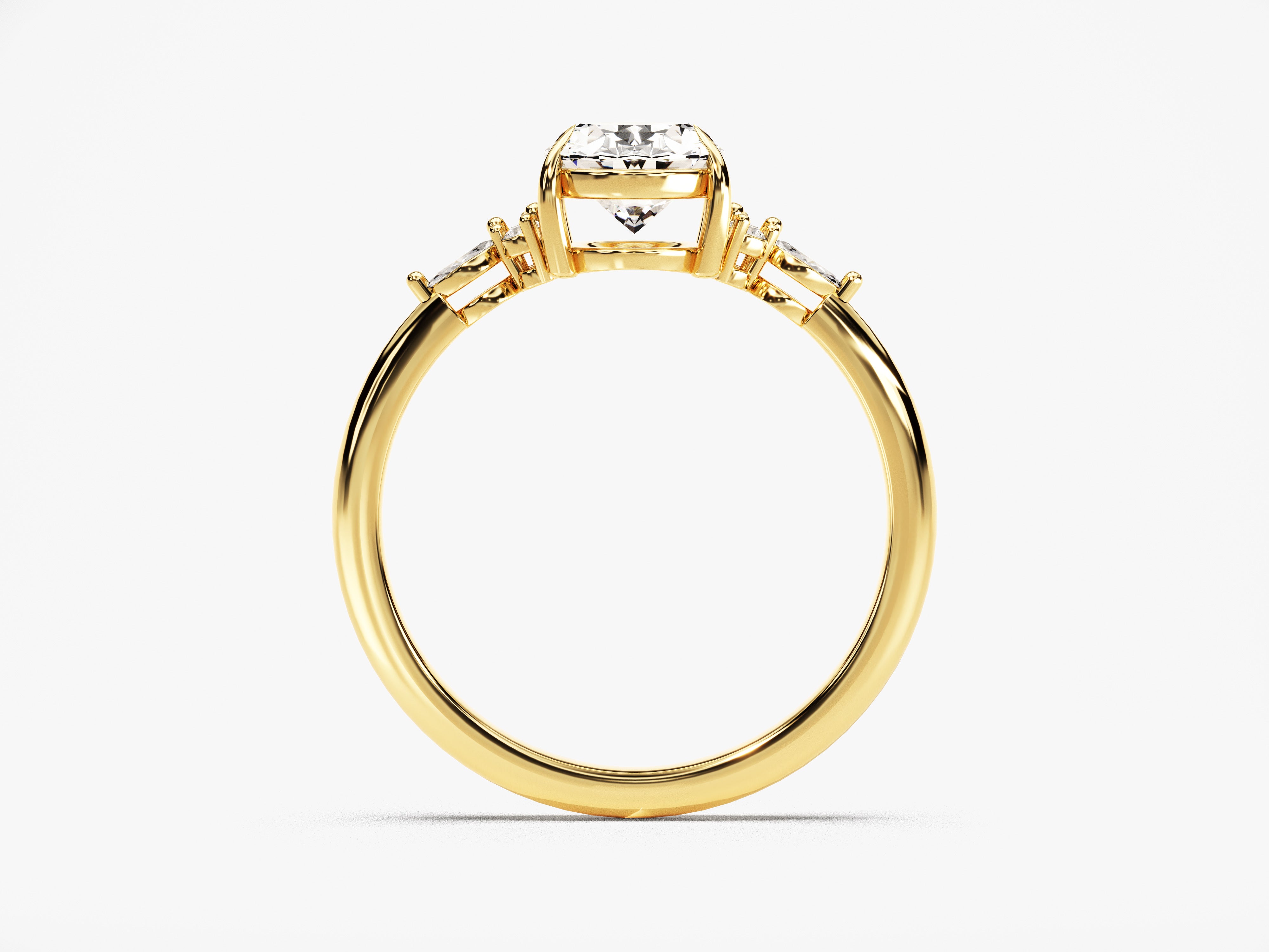 Gold diamond engagement ring with side stones