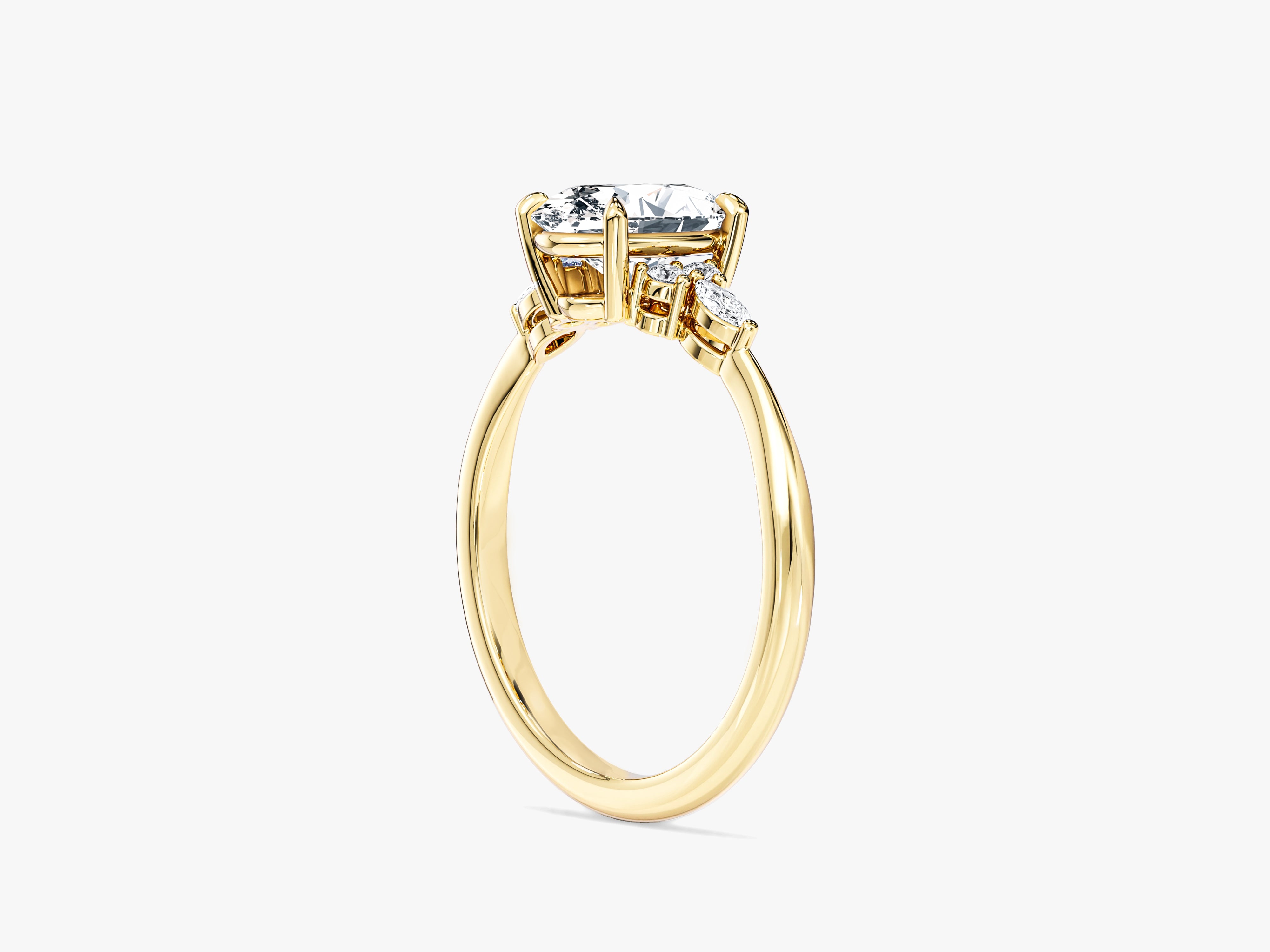 Cluster Accent Oval Cut Lab Grown Diamond Engagement Ring (1.50 CT)