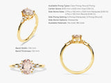 Oval Cut Peach Morganite Engagement Ring with Round and Marquise Sidestones