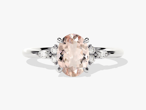 Oval morganite and diamond engagement ring