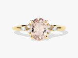 Oval Cut Peach Morganite Engagement Ring with Round and Marquise Sidestones