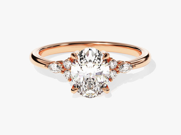 Cluster Accent Oval Cut Diamond Engagement Ring (1.50 CT)