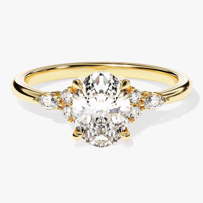Cluster Accent Oval Cut Moissanite Engagement Ring (1.50 CT)