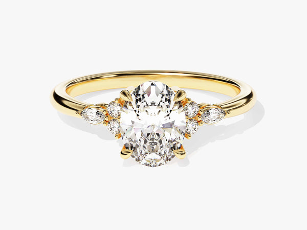 Cluster Accent Oval Cut Diamond Engagement Ring (1.50 CT)