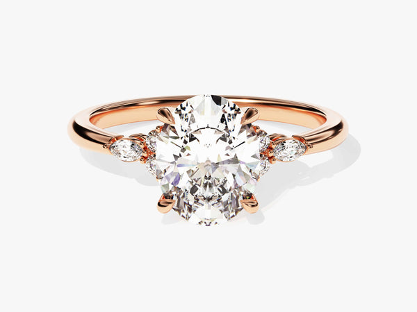 Oval diamond engagement ring in rose gold with side stones