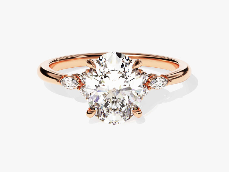 Cluster Accent Oval Cut Diamond Engagement Ring (2.00 CT)