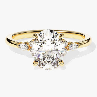 Cluster Accent Oval Cut Moissanite Engagement Ring (2.00 CT)
