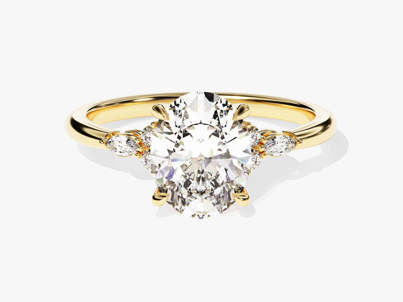 Cluster Accent Oval Cut Lab Grown Diamond Engagement Ring (2.00 CT)