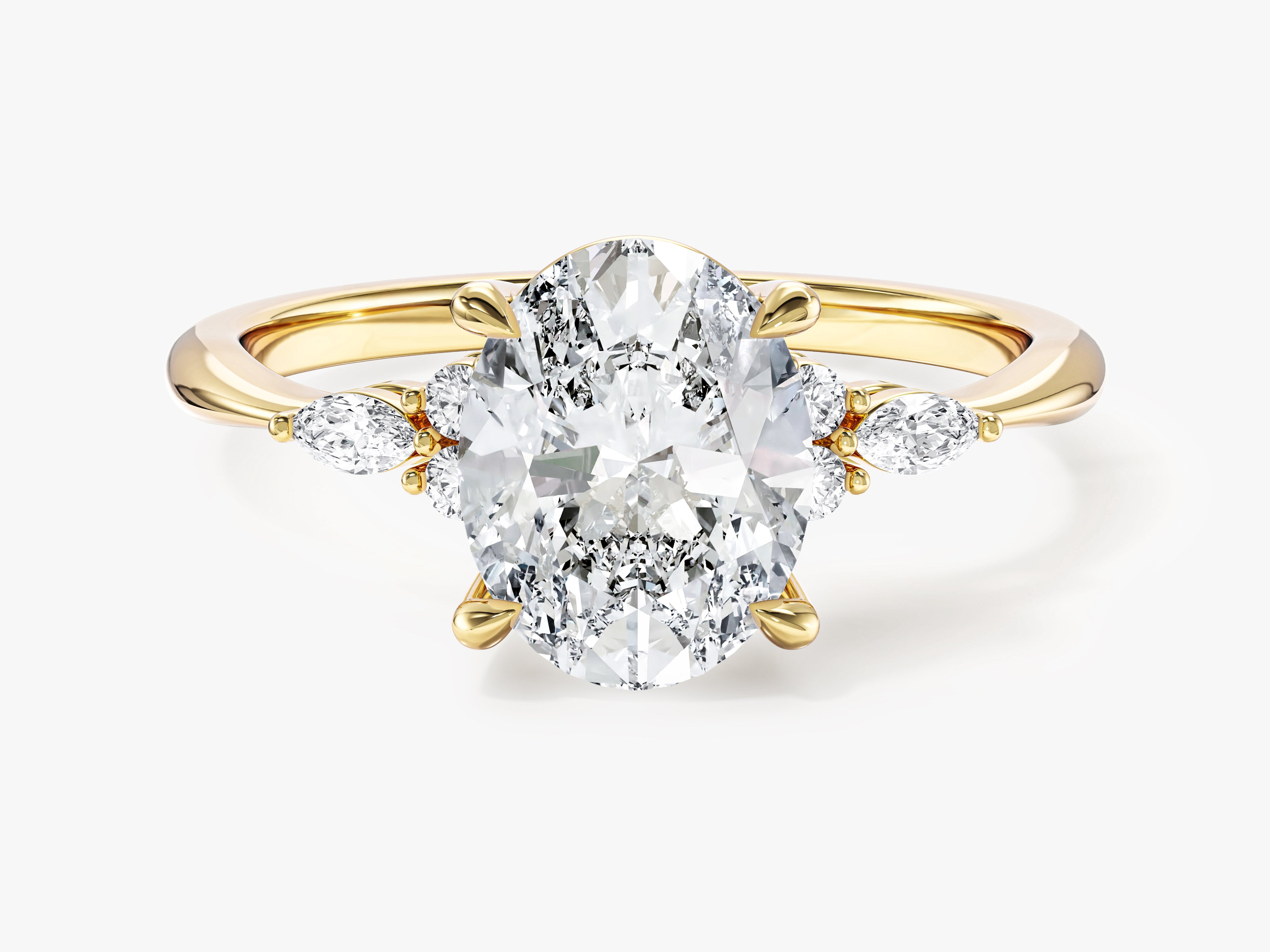 Cluster Accent Oval Cut Lab Grown Diamond Engagement Ring (2.00 CT)