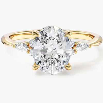 Verlobungsring mit ovalem Moissanit-Cluster (2,00 ct)