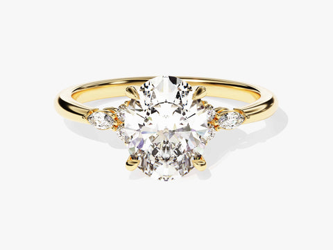 Cluster Accent Oval Cut Moissanite Engagement Ring (2.00 CT)