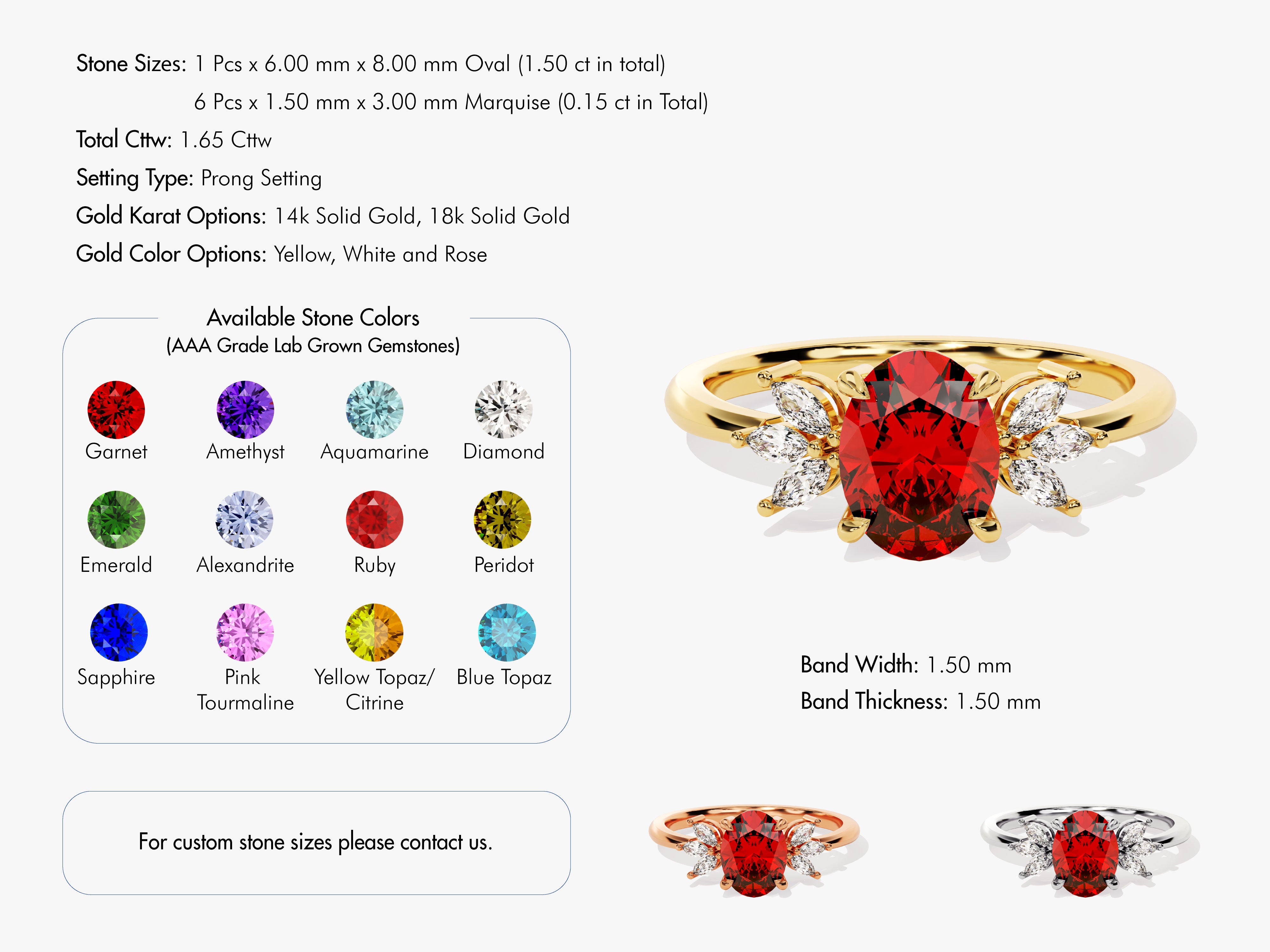 Oval Cluster Accent Garnet Ring in 14K Solid Gold