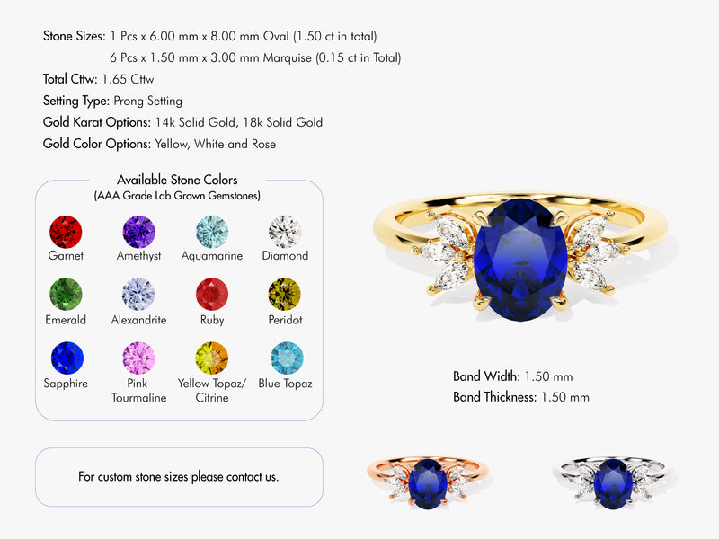 Oval Cluster Accent Birthstone Ring