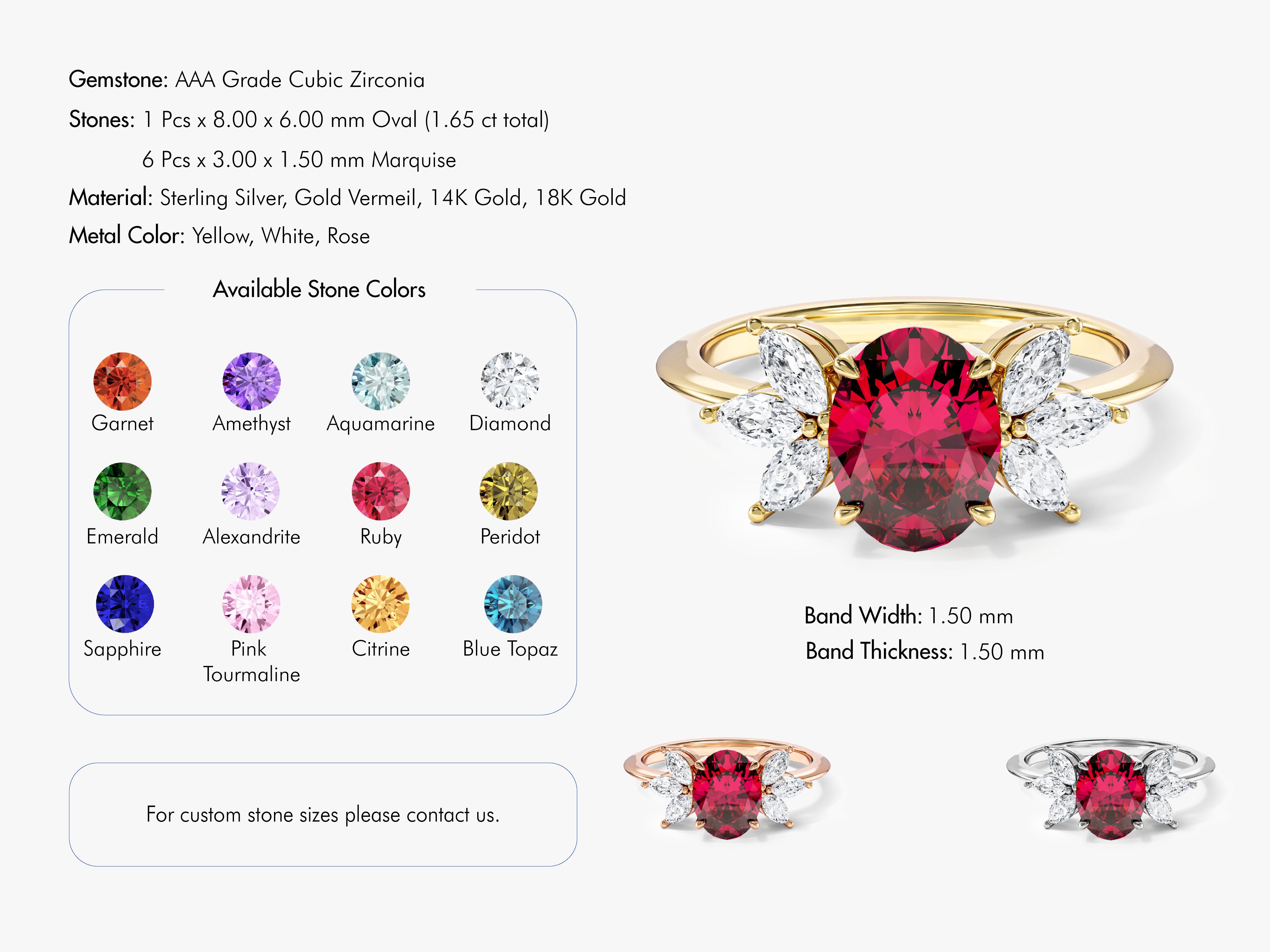 Oval Cluster Accent Birthstone Ring