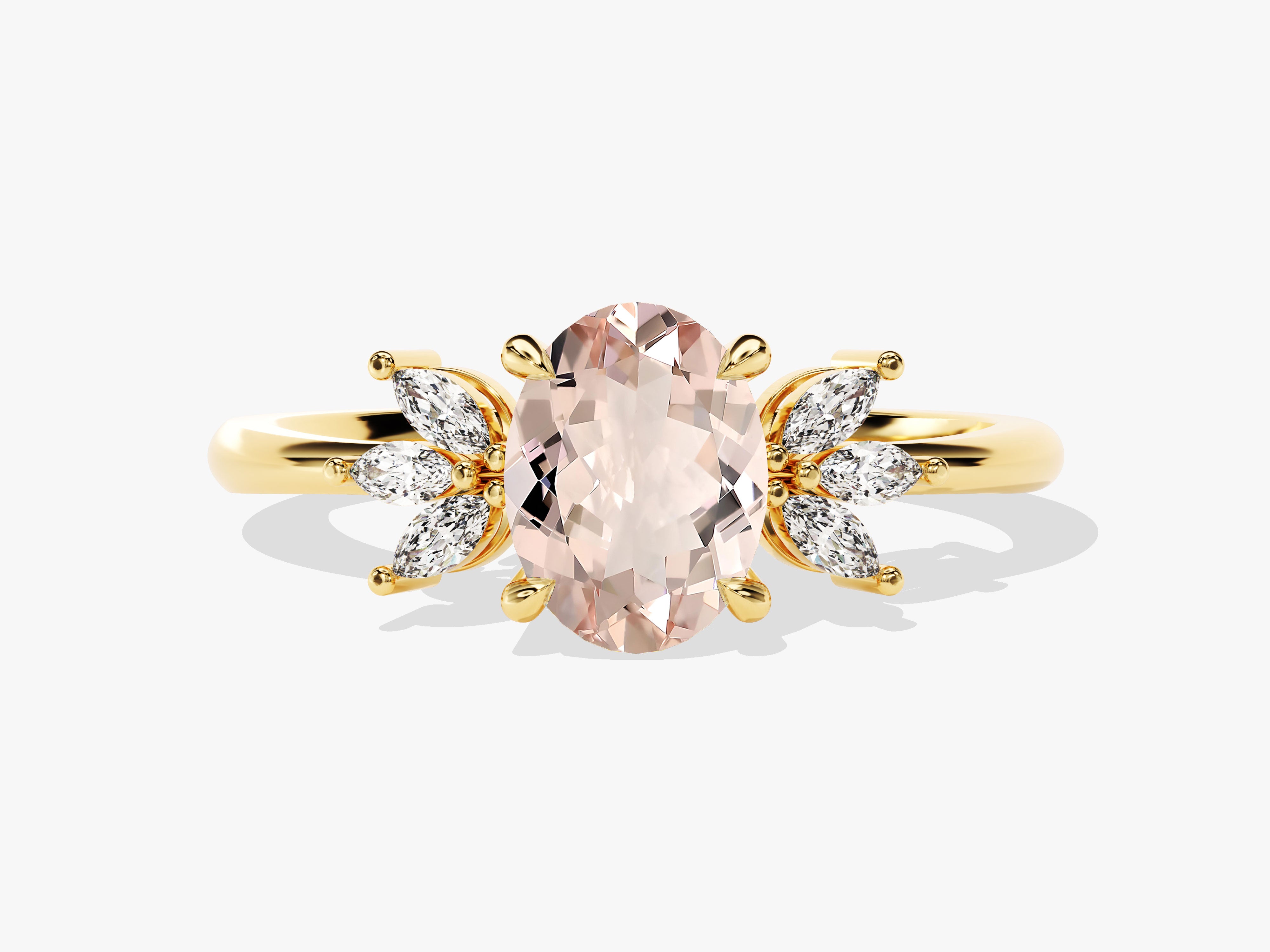 Oval morganite and diamond engagement ring in gold