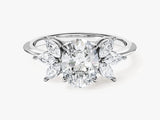 Marquise Cluster Accent Oval Cut Moissanite Engagement Ring (1.50 CT)