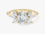 Marquise Cluster Accent Oval Cut Moissanite Engagement Ring (1.50 CT)