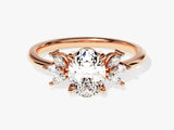 Marquise Cluster Accent Oval Cut Moissanite Engagement Ring (1.50 CT)