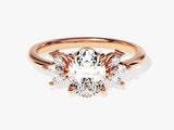 Marquise Cluster Accent Oval Cut Lab Grown Diamond Engagement Ring (1.50 CT)