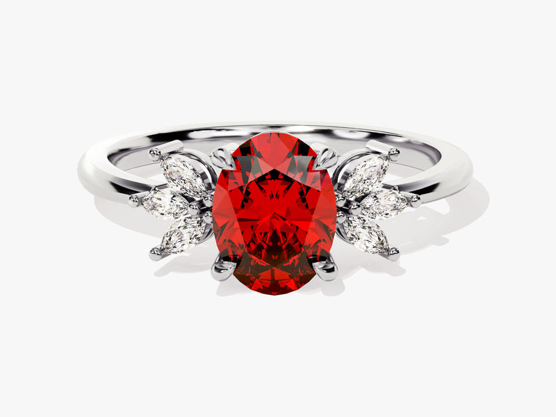 Oval Cluster Accent Birthstone Ring