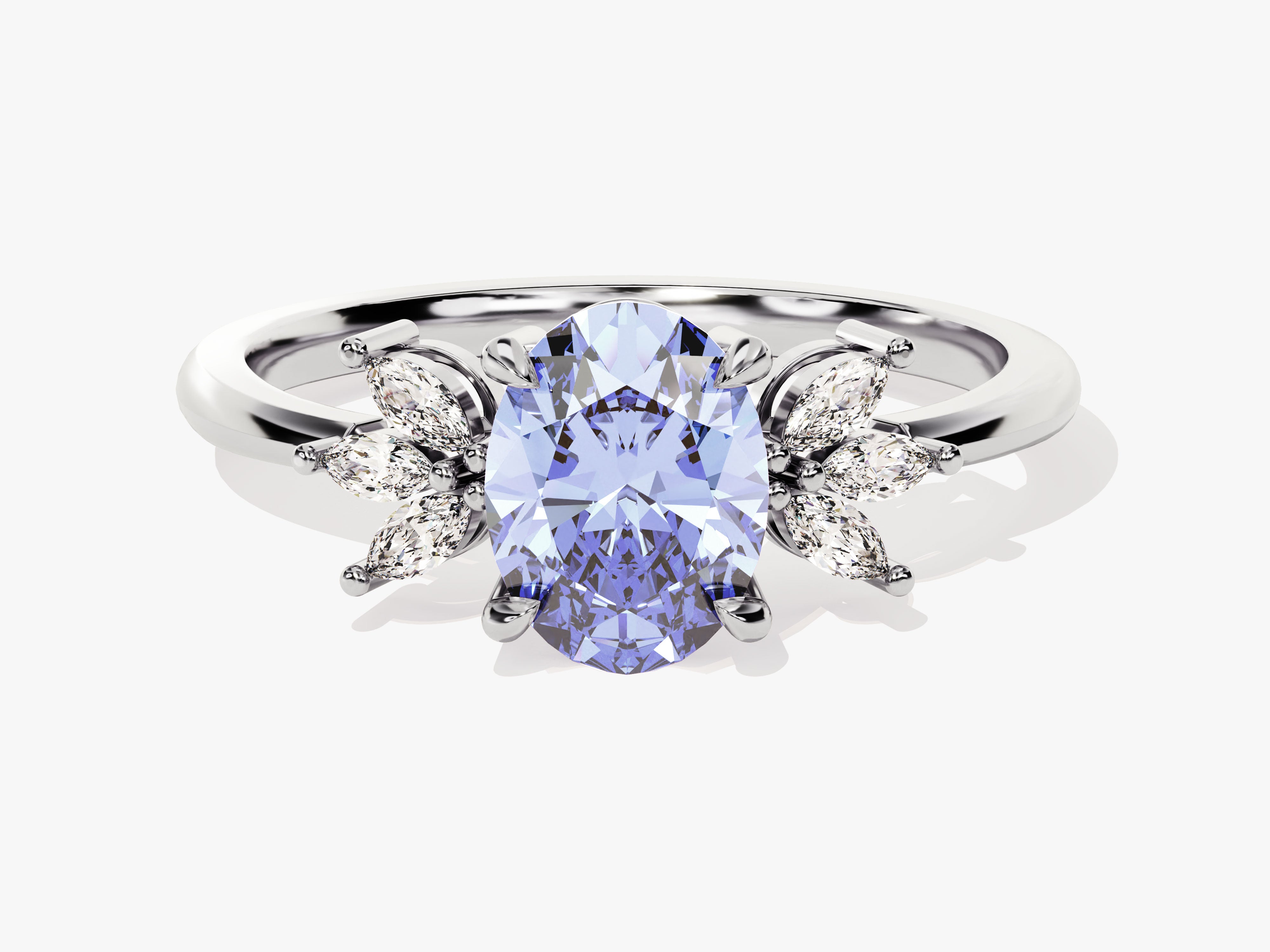 Oval Cluster Accent Alexandrite Ring in 14K Solid Gold