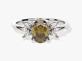 Oval Cluster Accent Peridot Ring in 14K Solid Gold