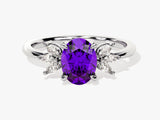 Oval Cluster Accent Amethyst Ring in 14K Solid Gold
