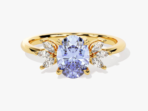 Oval Cluster Accent Birthstone Ring