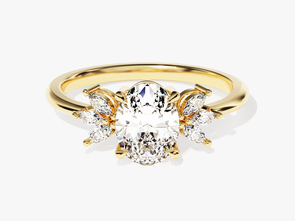 Marquise Cluster Accent Oval Cut Diamond Engagement Ring (1.50 CT)