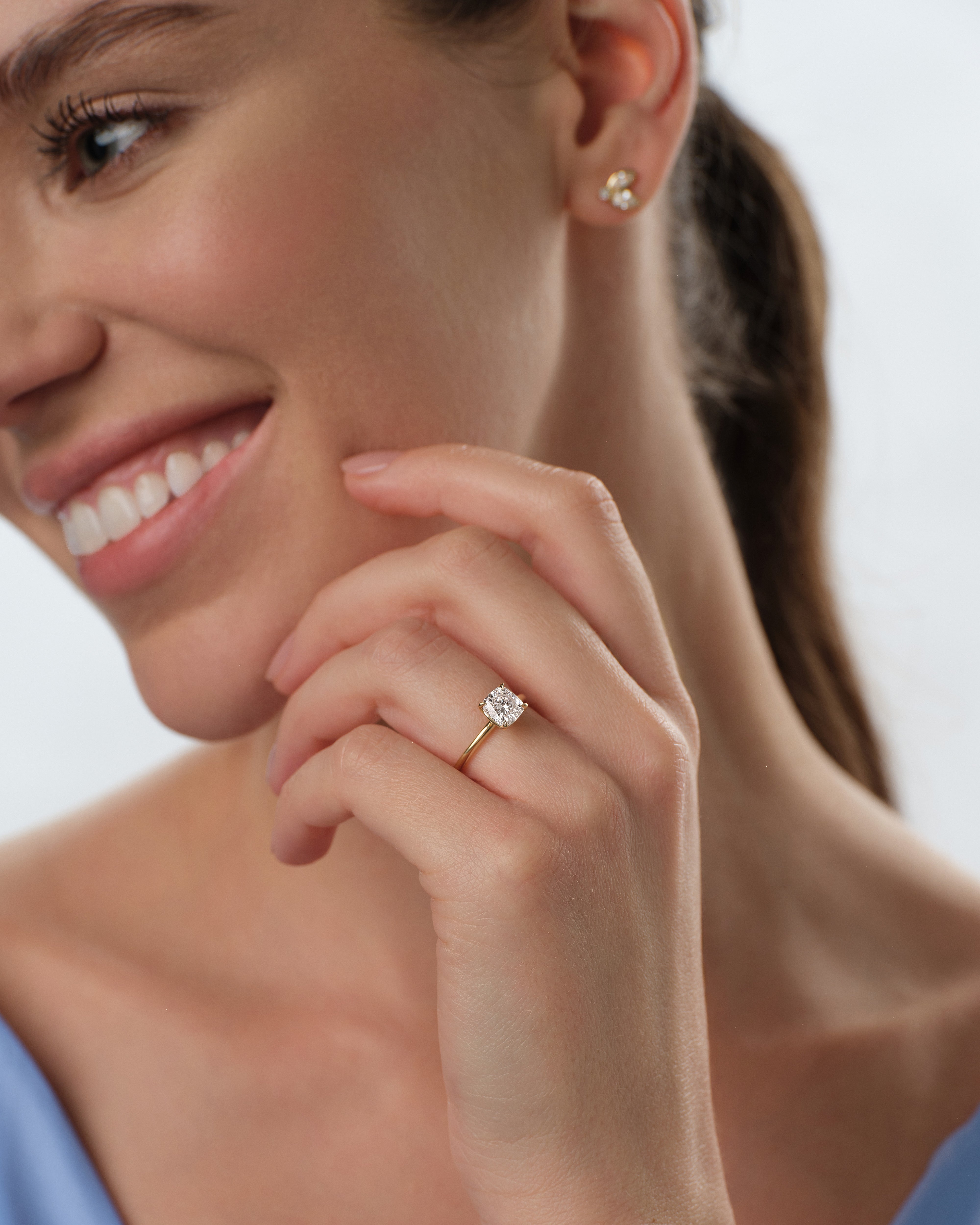 Cushion Cut Solitaire Lab Grown Diamond Engagement Ring (1.50 CT)