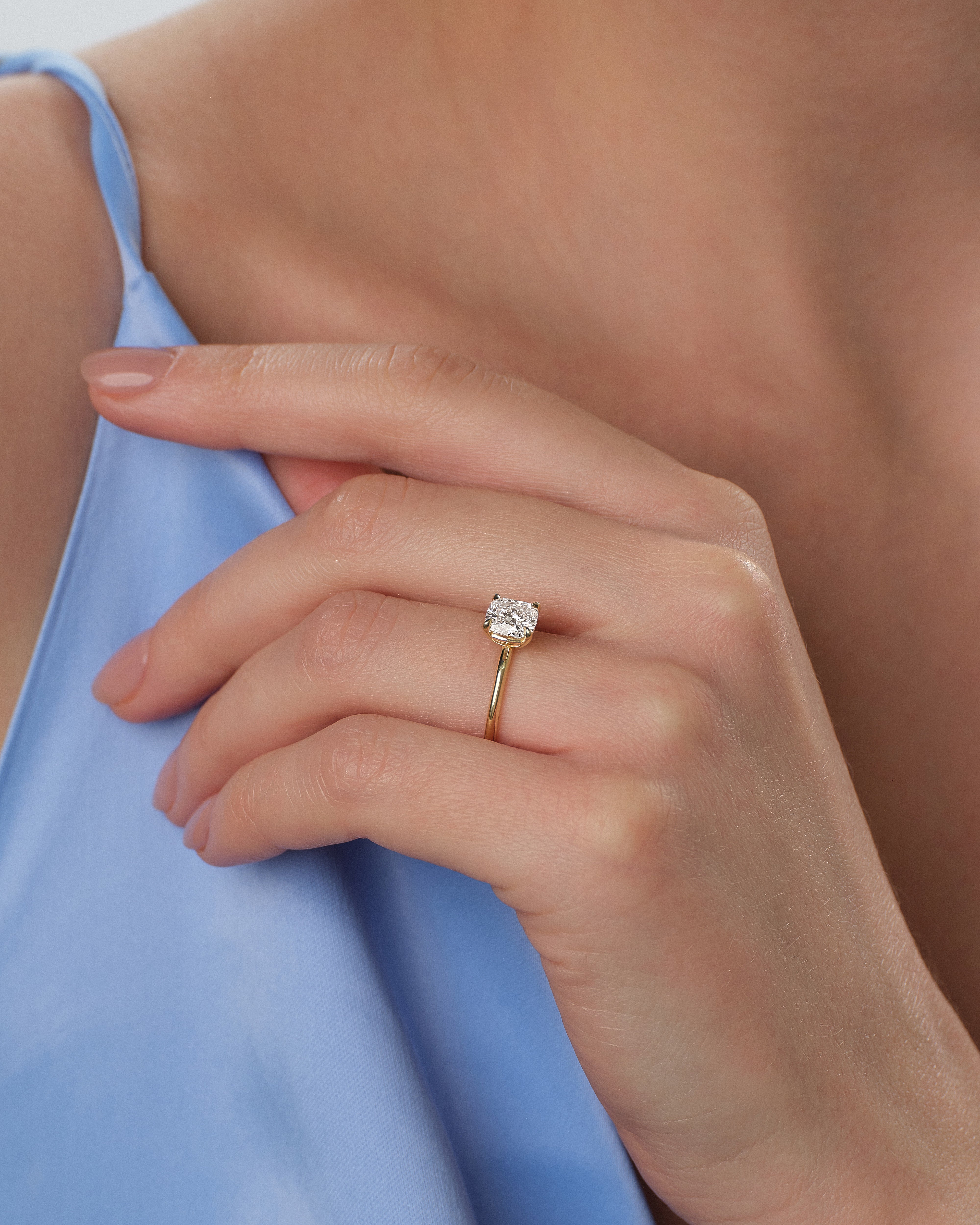 Cushion Cut Solitaire Lab Grown Diamond Engagement Ring (1.50 CT)