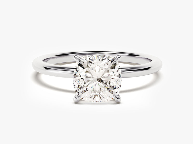 Cushion Cut Solitaire Moissanite Engagement Ring (2.00 CT)