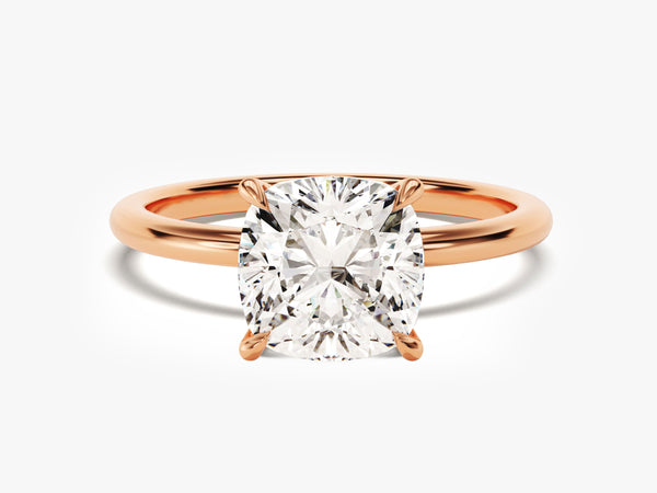 Rose gold ring with cushion cut diamond engagement ring