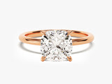 Rose gold ring with cushion cut diamond engagement ring