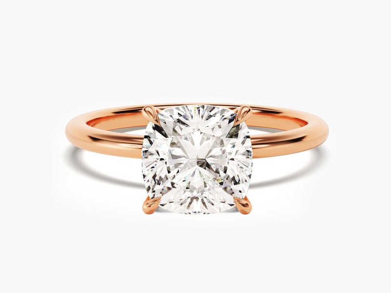 Rose gold ring with cushion cut diamond engagement ring