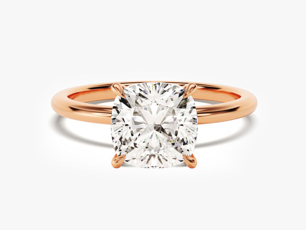 Rose gold engagement ring with cushion cut diamond