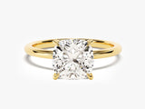 Gold ring with cushion cut diamond engagement ring
