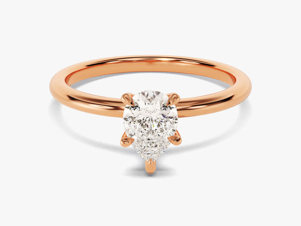 Rose gold pear cut diamond engagement ring