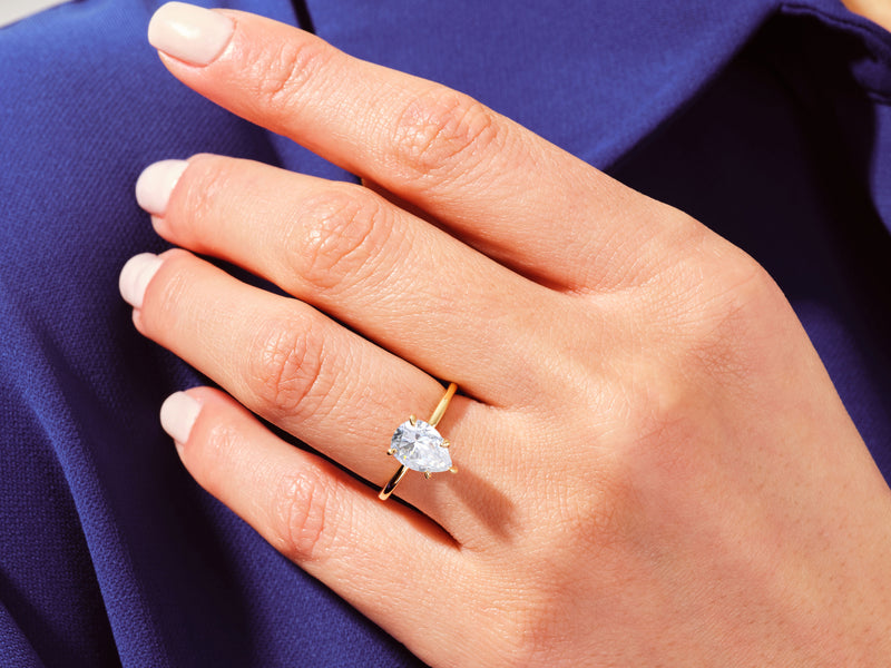 Pear Cut Solitaire Moissanite Engagement Ring (3.00 CT)