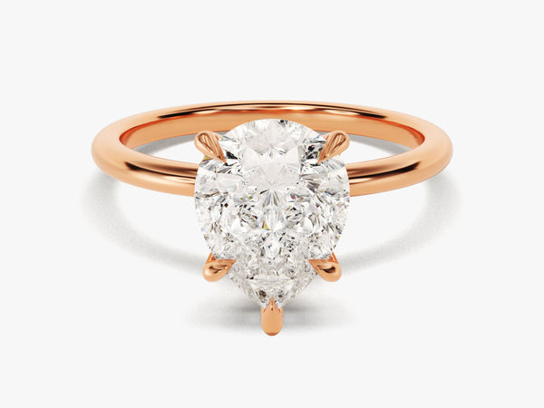 Rose gold pear cut diamond engagement ring