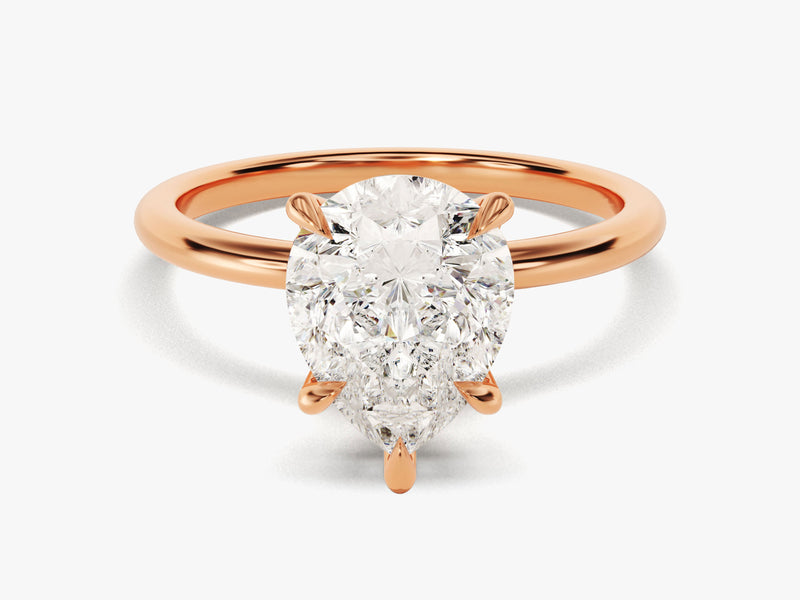 Rose gold pear cut diamond engagement ring