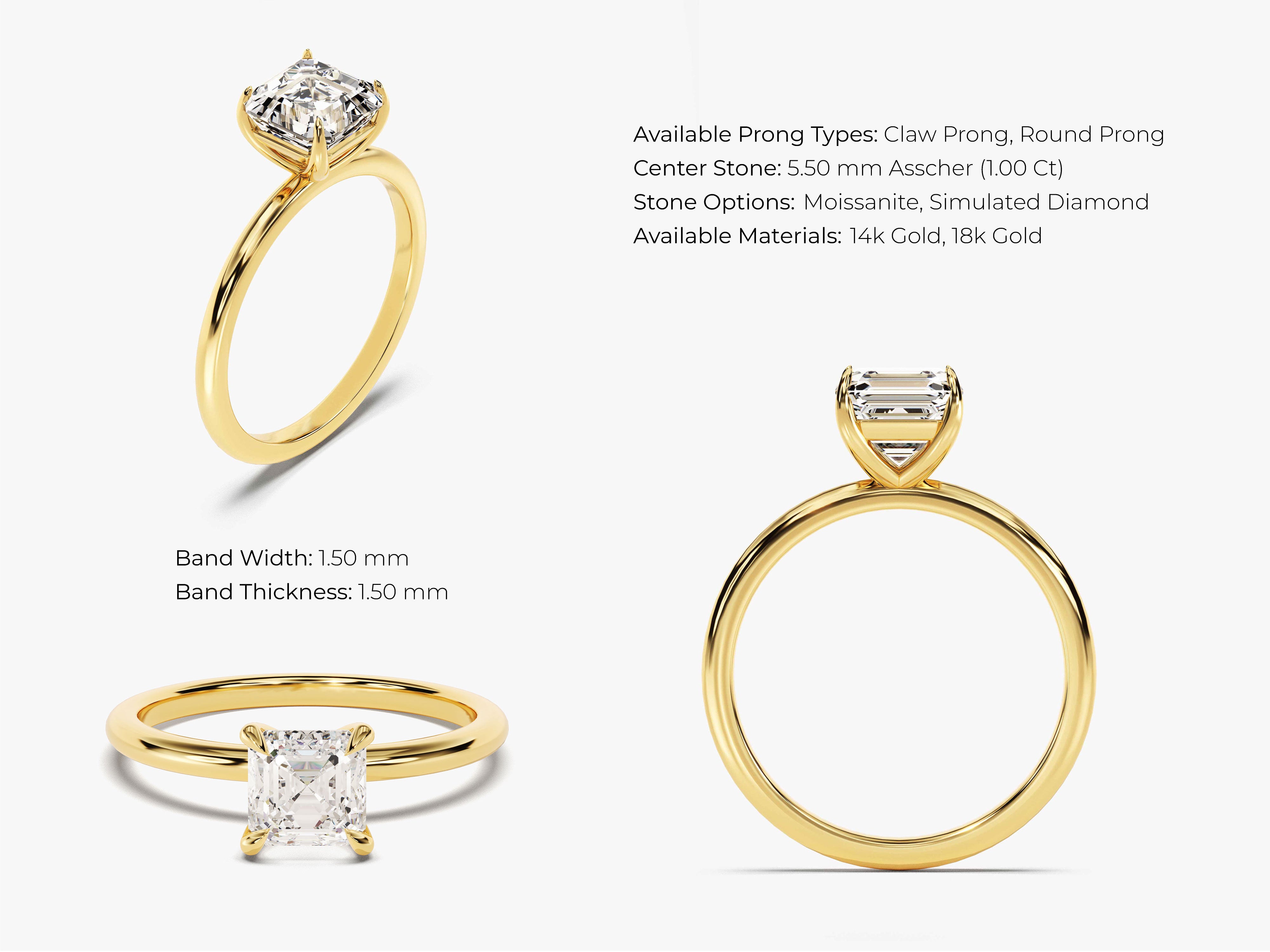 Gold ring with emerald cut diamond, jewelry, engagement ring