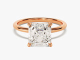 Rose gold ring with emerald cut diamond engagement ring