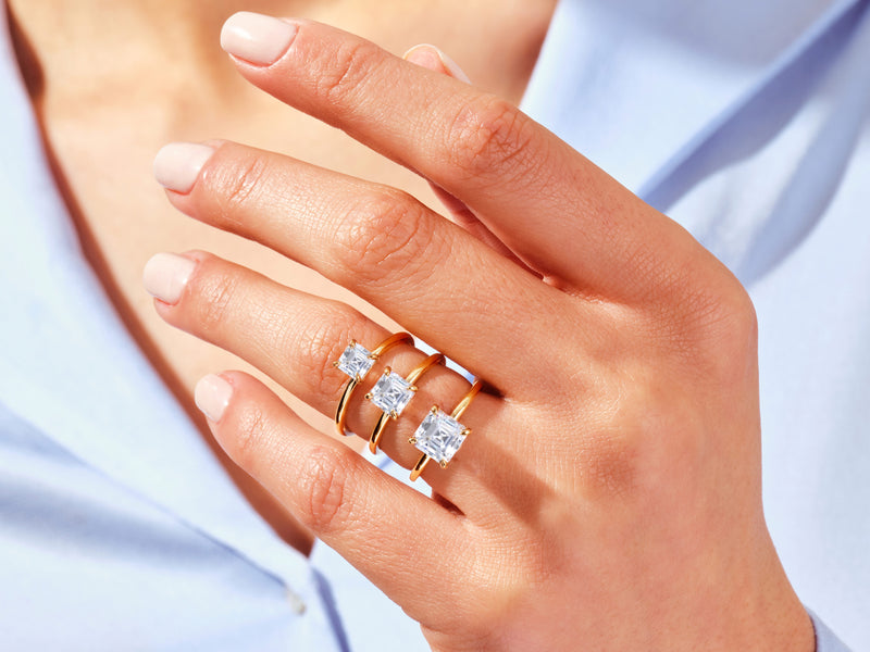 Asscher Cut Solitaire Moissanite Engagement Ring (3.00 CT)