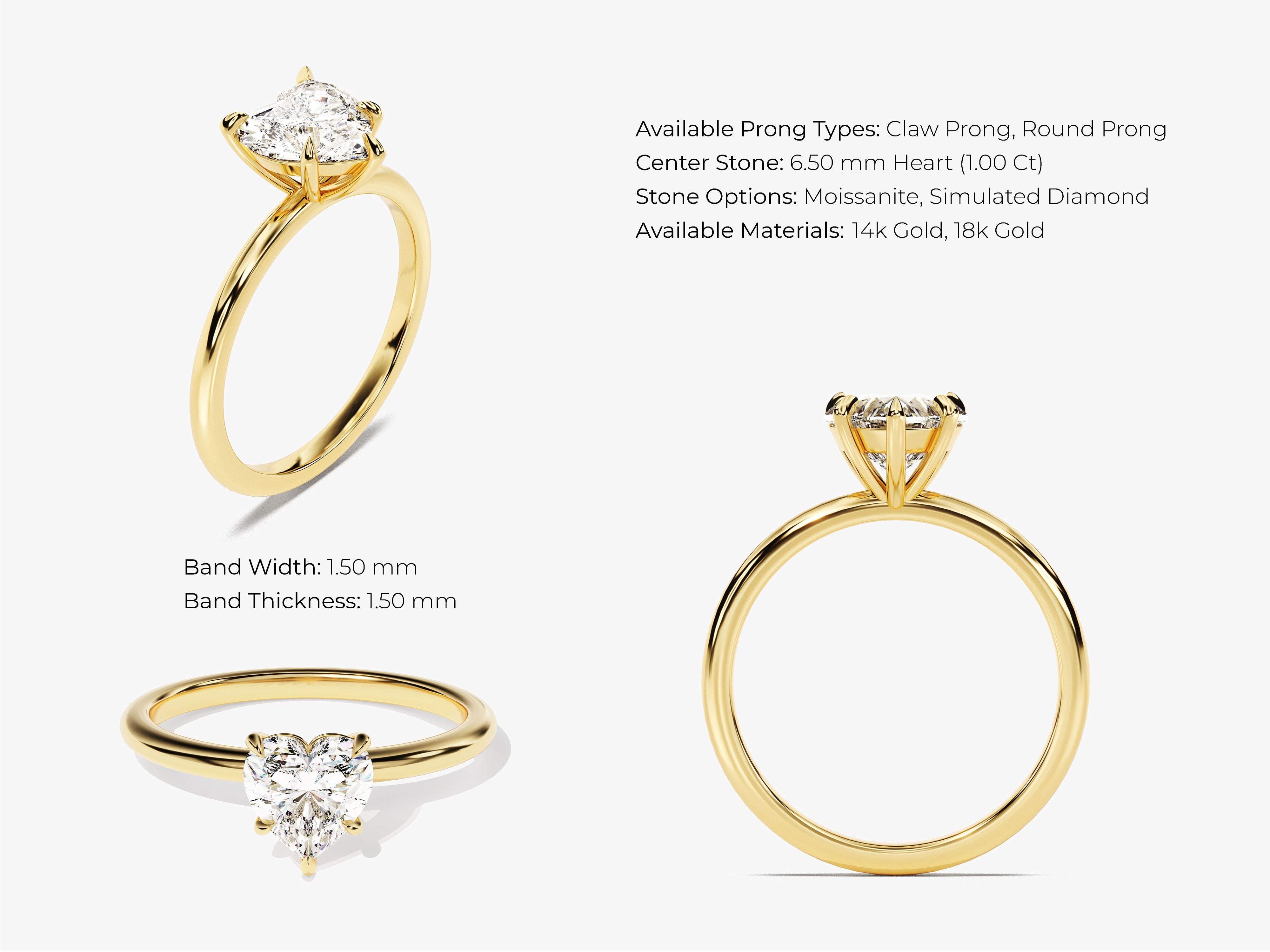 Heart Cut Solitaire Diamond Engagement Ring (1.00 CT)